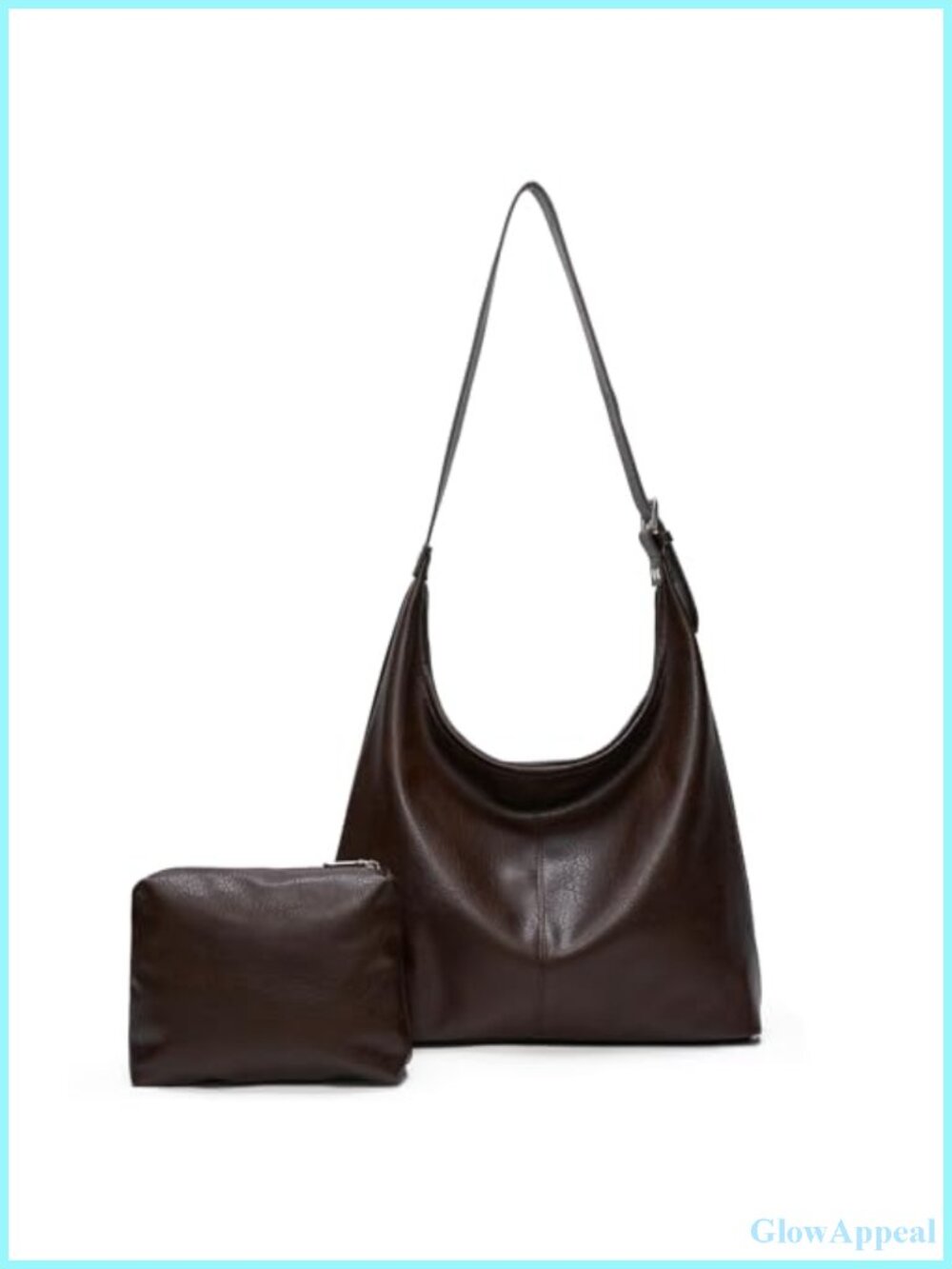 Vegan Leather Slouchy Hobo Bag with Matching Pouch